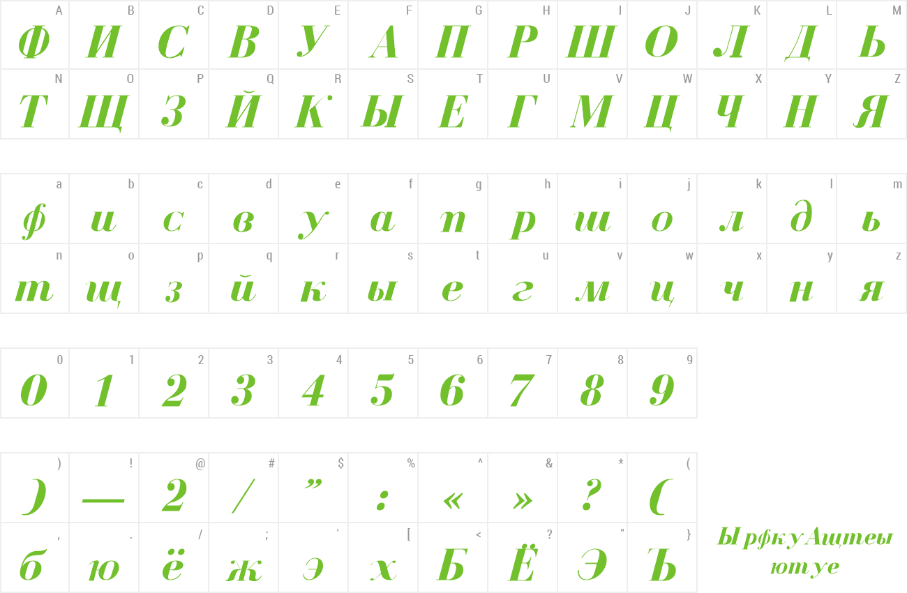 Font Cyrillic preview